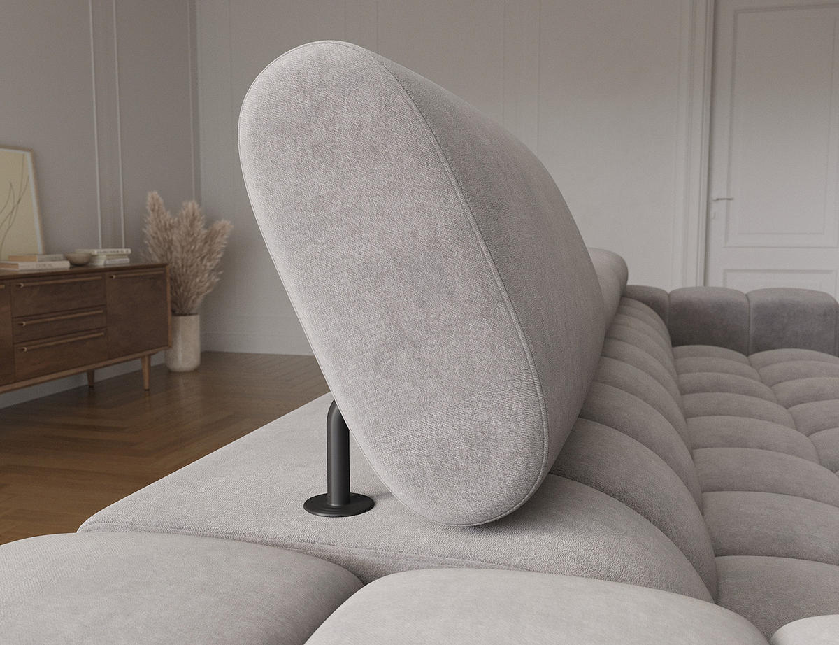 ECKSOFA Neviro R - Grau (Aura 04) - Grau, Holzwerkstoff (285/181cm) - Möblo