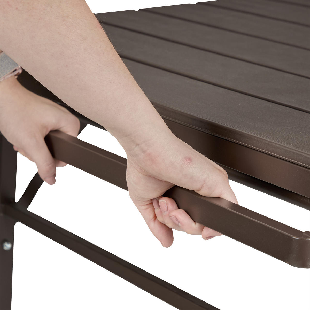 GARTENTISCH - Braun, Kunststoff/Metall (78/166/76cm) - Relaxdays