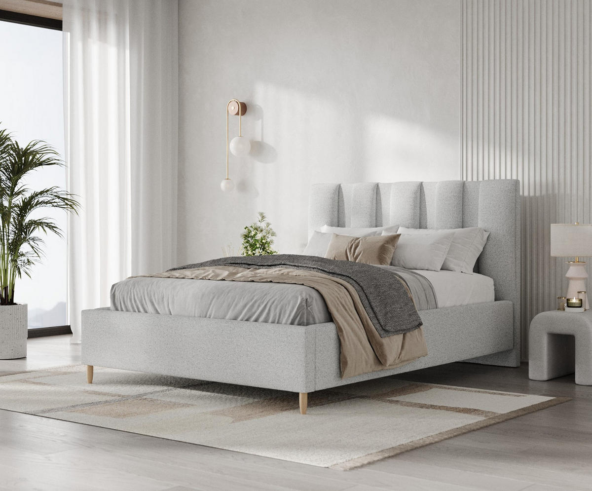 POLSTERBETT Loom 180/200 cm Hellgrau im Riva Stoff - Hellgrau/Naturfarben, Holz/Holzwerkstoff (180/200cm) - AltaBeds
