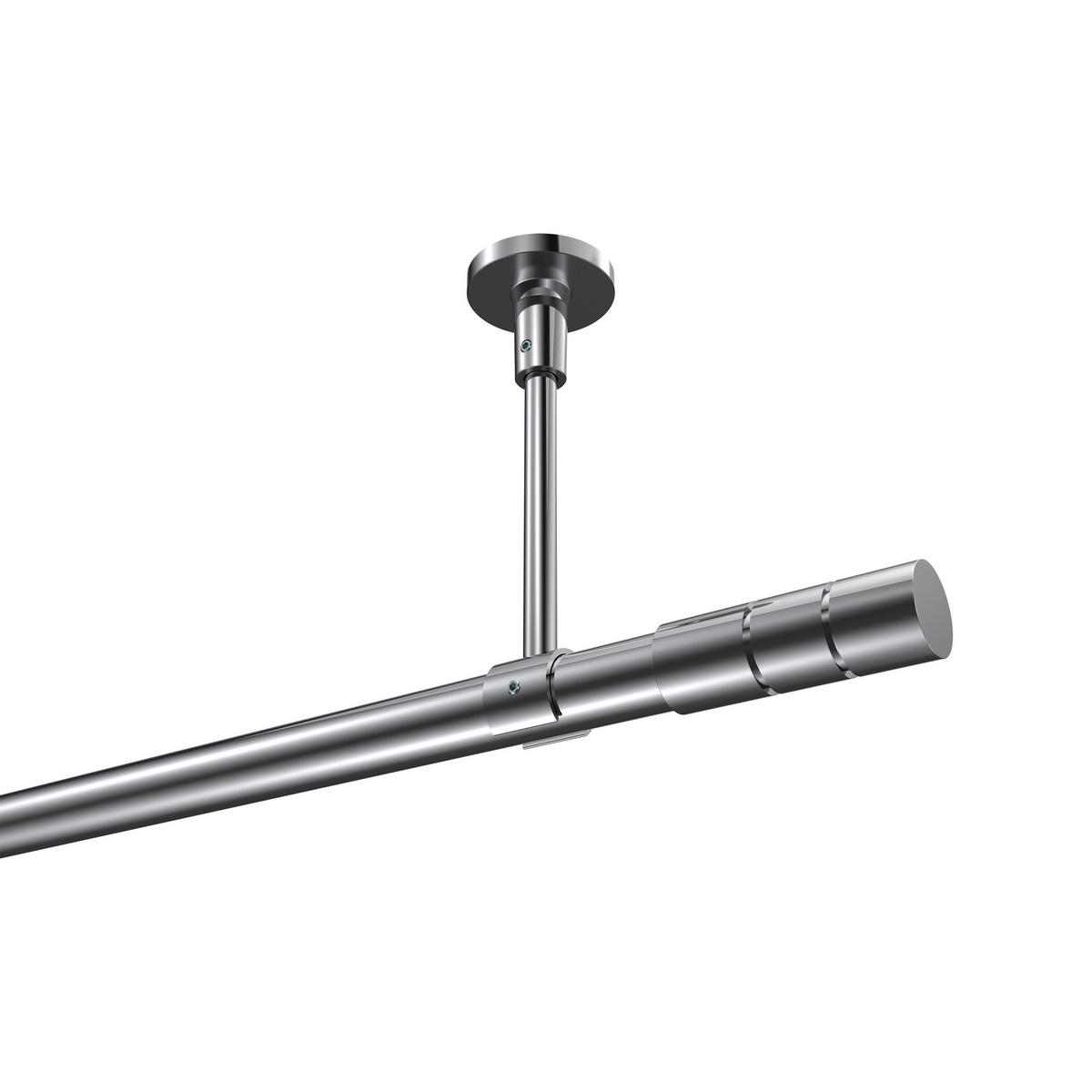 GARDINENSTANGEN-SET Sonette Elanto 200 cm, 1-läufig, 20 mm Ø Chrom - Chromfarben, Metall (200cm) - INTERDECO