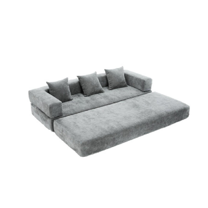 3-SITZER SOFA Chenille Dunkelgrau mit Seitentaschen und Anti-Rutsch-Unterseite - Dunkelgrau, Holzwerkstoff/Textil (198/60/79cm) - WISHDOR