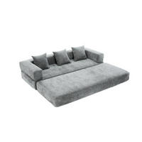 3-SITZER SOFA Chenille Dunkelgrau mit Seitentaschen und Anti-Rutsch-Unterseite - Dunkelgrau, Holzwerkstoff/Textil (198/60/79cm) - WISHDOR