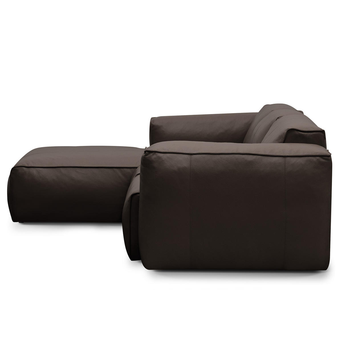 3-SITZER ECKSOFA mit Longchair - Dunkelbraun/Schwarz, Leder/Kunststoff (251/173cm) - home24