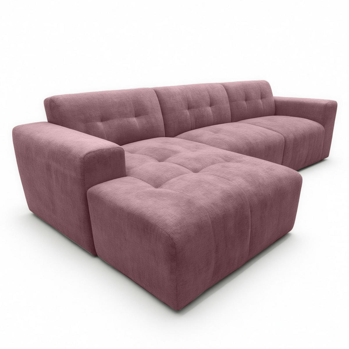 ECKSOFA L Form Corlu Rosa 310/165/78 cm – stilvolle kleine Eckcouch Links - Schwarz/Rosa, Kunststoff/Textil (310/165cm) - AX Living