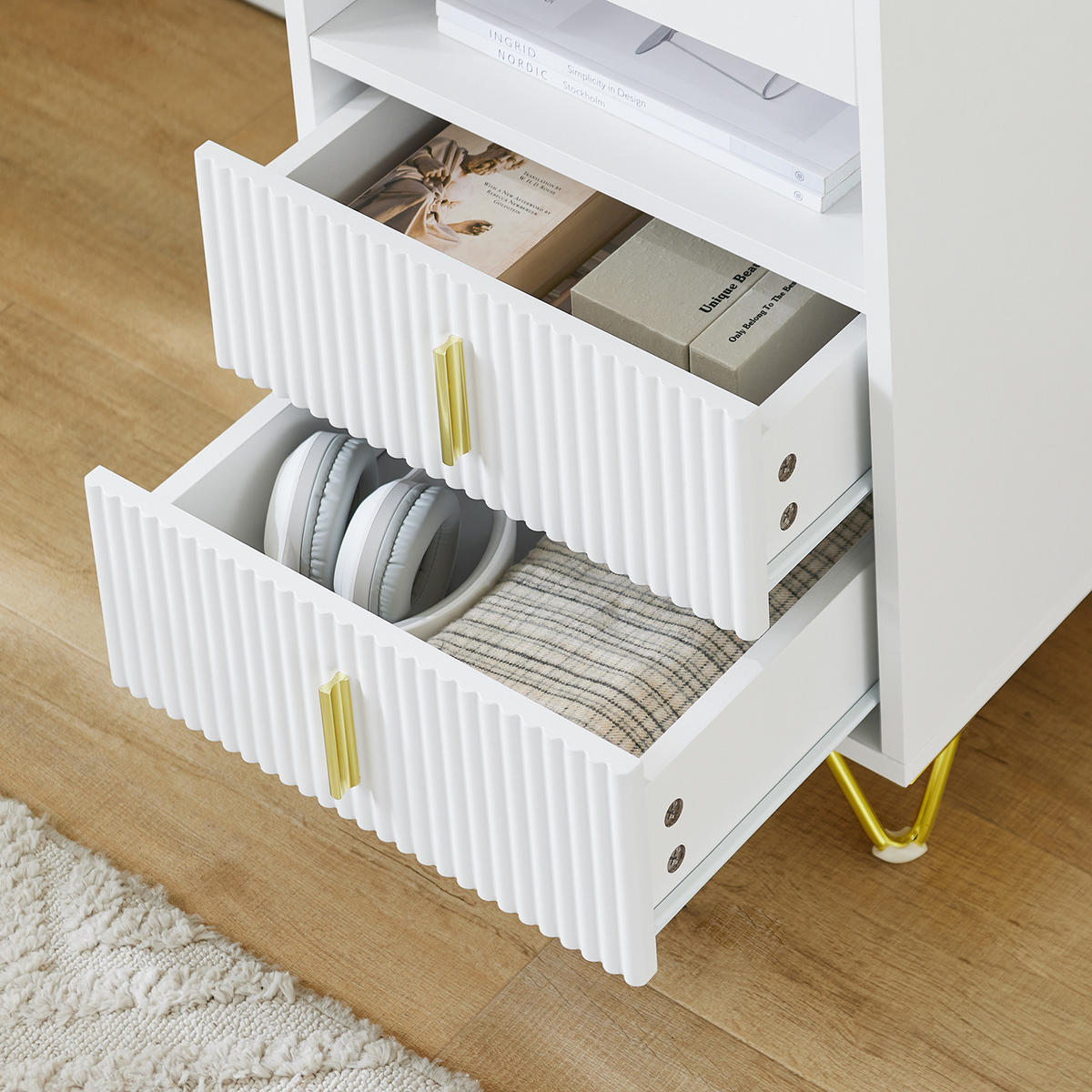 NACHTTISCH Weiß - Weiß, Holzwerkstoff (40/63/40cm) - SoBuy