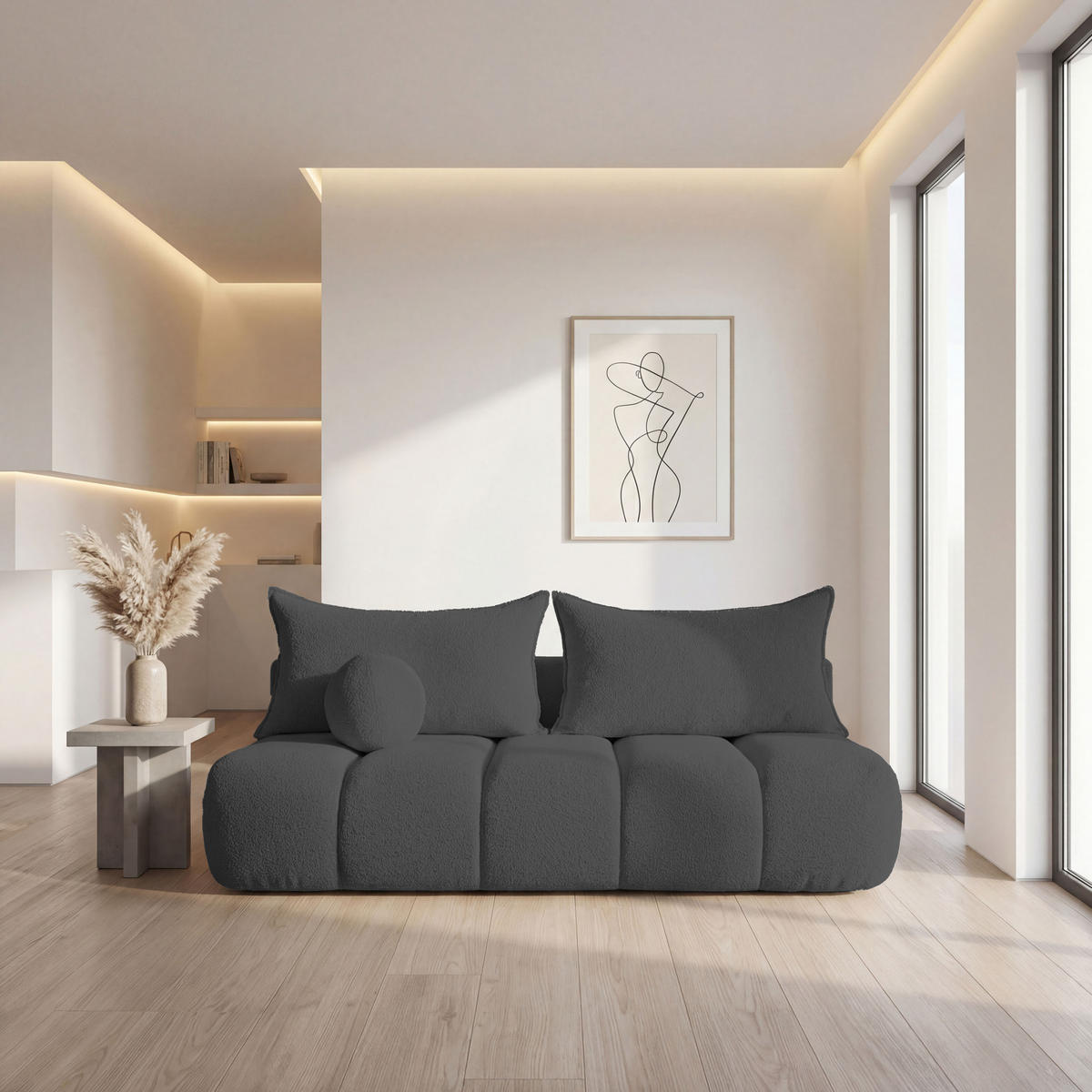 SCHLAFSOFA Milla mit Bettkasten, Grau 205/97/85 cm - Grau, Textil/Metall (205/97/85cm) - WFL GROUP