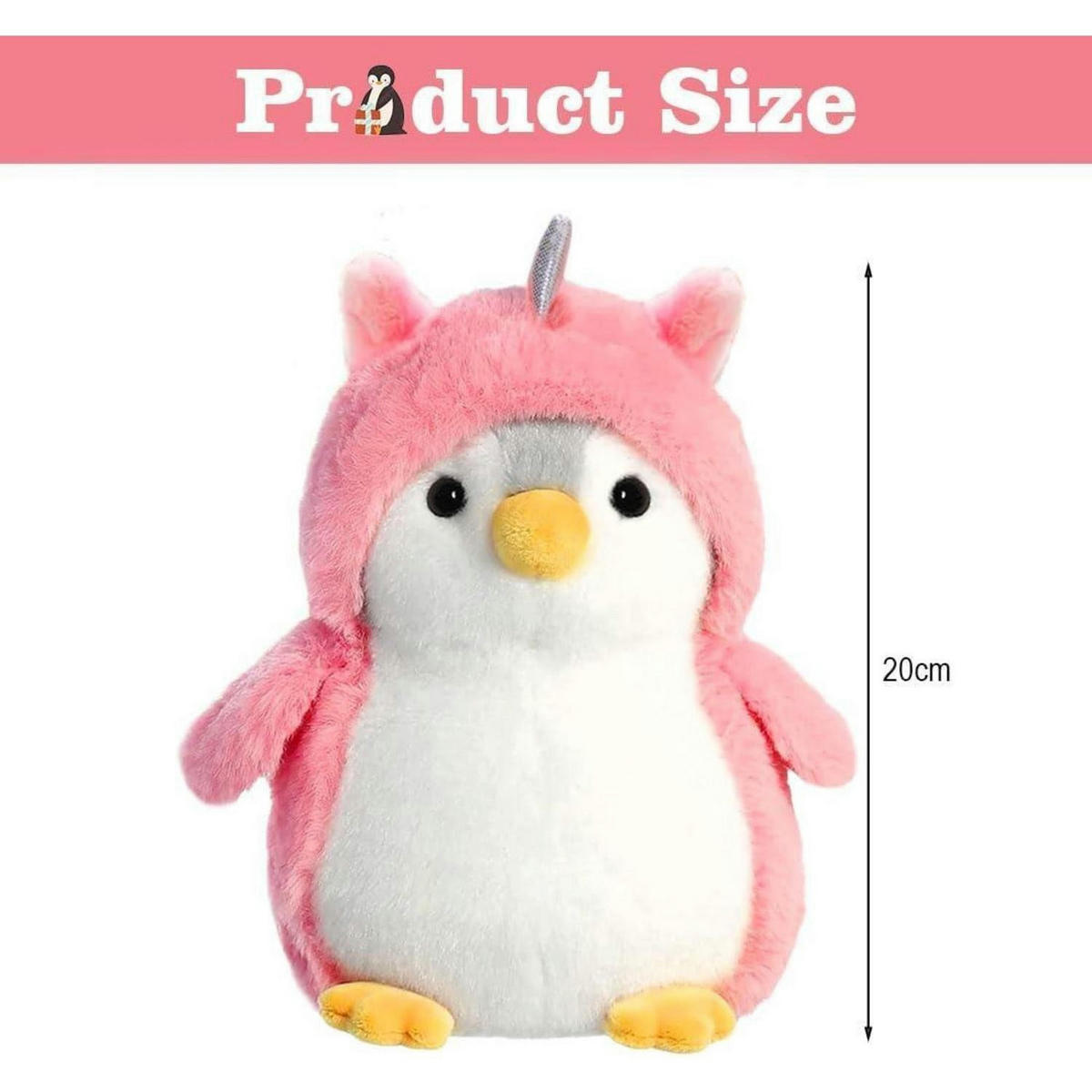 KUSCHELTIER Pinguin Rosa Einhorn 20 cm - Rosa, Textil (14/20cm)