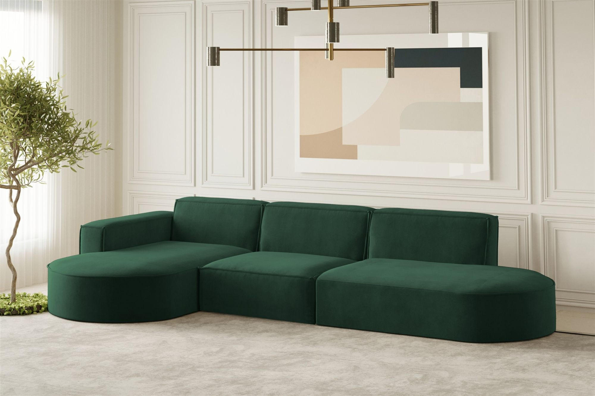 ECKSOFA Palma In Noel - Grün, Holzwerkstoff/Textil (296/165cm) - Fun Möbel