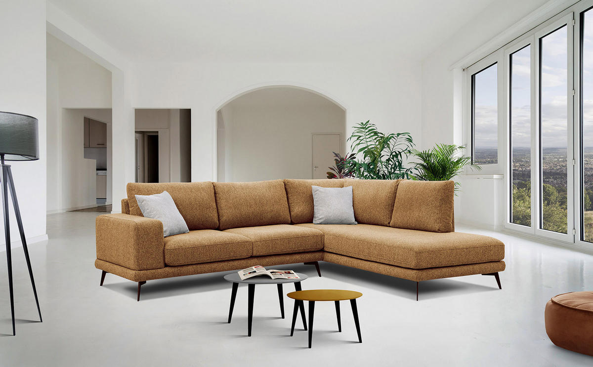 ECKSOFA MEDIOLANE 5-Sitzer, orange - Orange, Holzwerkstoff/Textil (282/219cm) - Courtois Laville
