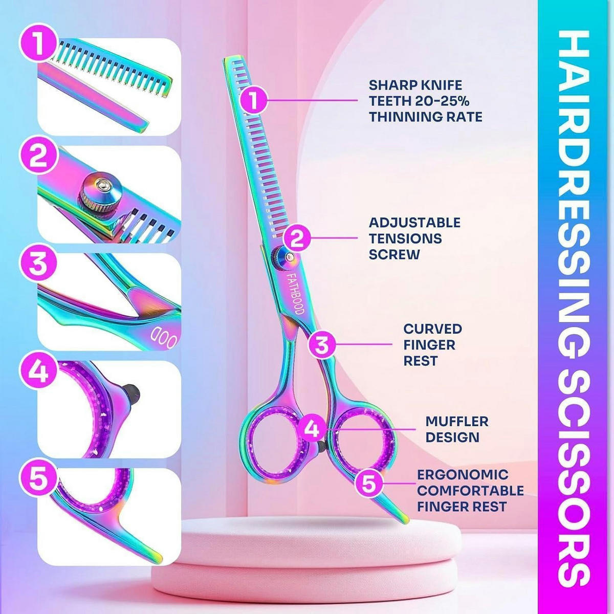 FRISEURSCHERE Set 14-teilig 6,7 Zoll Profi Haarschere Set 440C Edelstahl - Multicolor, Metall (2.3/1/17cm)
