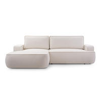 ECKSOFA SOLO Beige Boucle-Stoff mit Schlaffunktion - Beige, Holz (260/168cm) - MASSENO