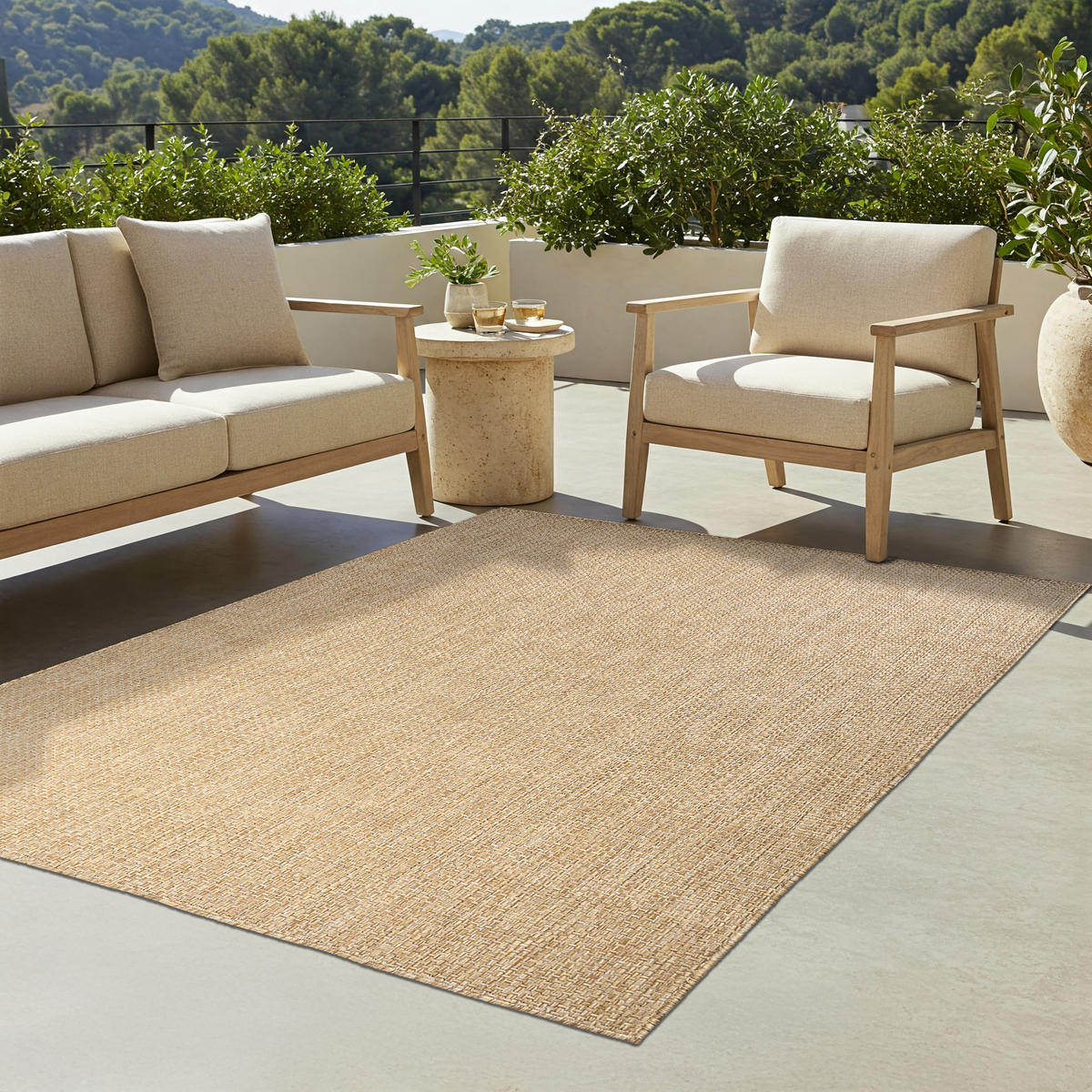 TEPPICH YUCANA Beige Outdoor Flachgewebe 180/250 cm - Beige, Textil (180/250cm) - Tapiso