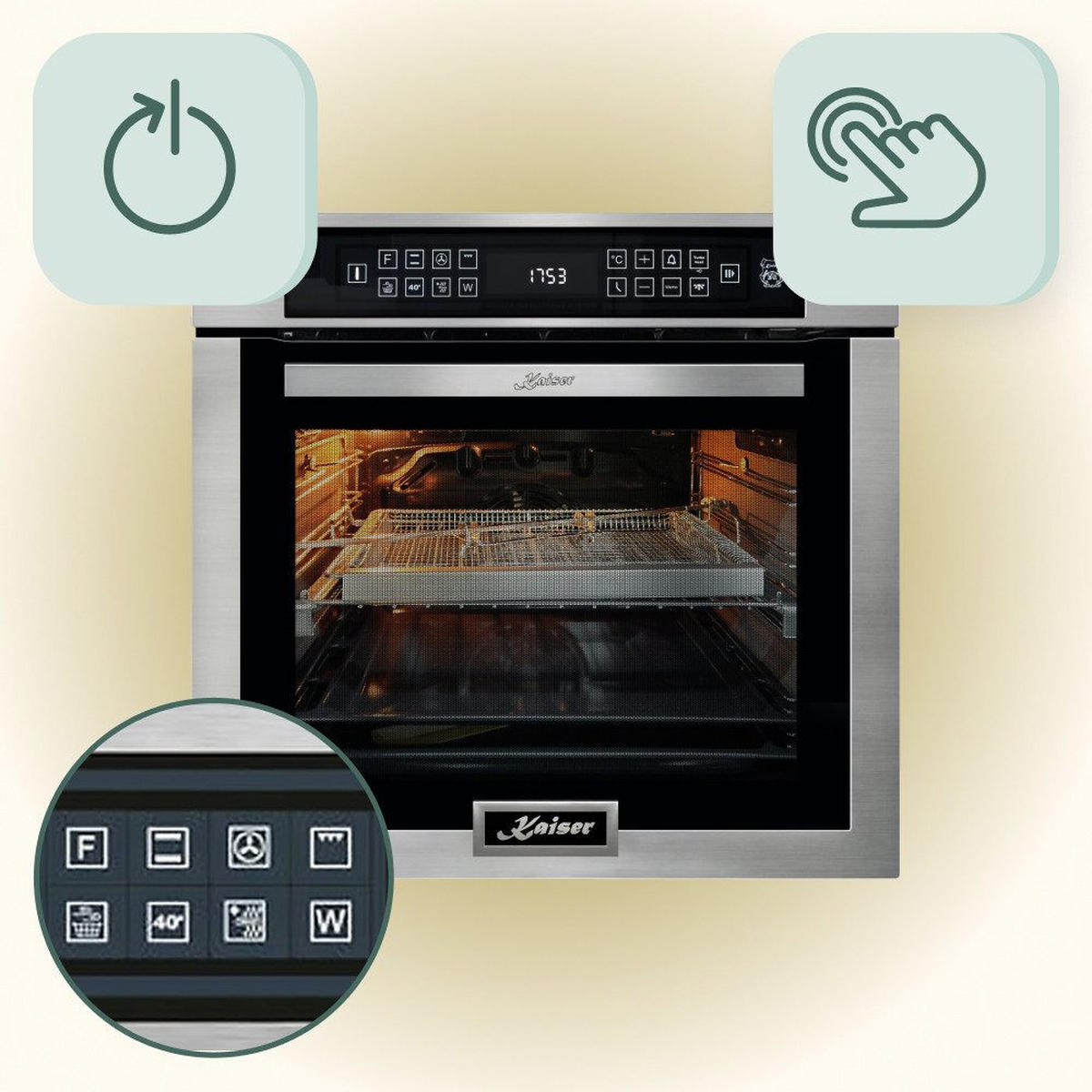 EINBAUBACKOFEN EH 6306 N R Edelstahl, Air Fryer 60 cm - Edelstahlfarben, Metall (59.4/59.4/57.5cm) - Kaiser Küchengeräte