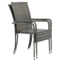 GARTENSTÜHLE Yoro 2er-Set - Grau, Kunststoff (50/90/50cm) - Juskys