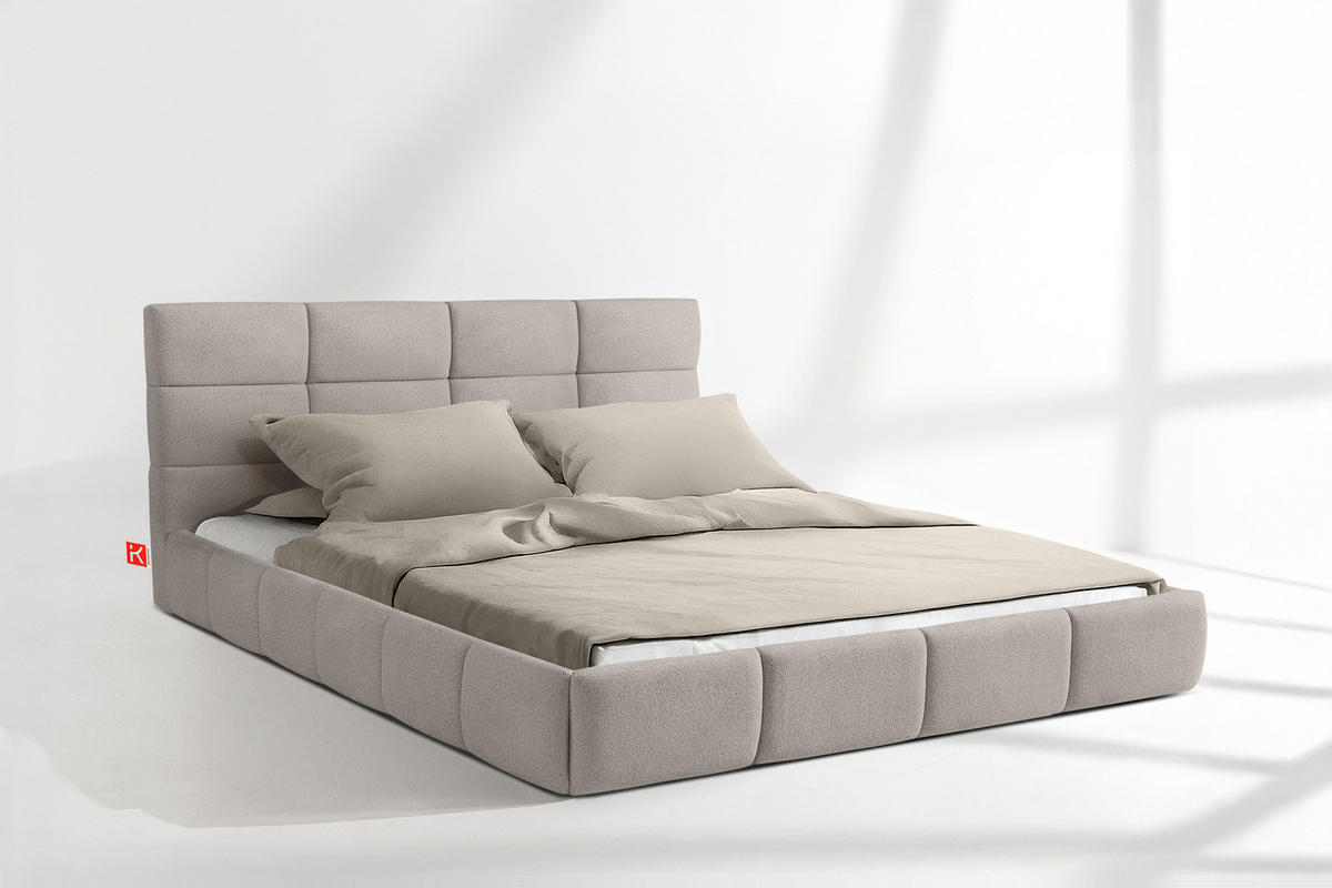 POLSTERBETT ALTOS Bouclé, hellgrau - Hellgrau, Holz/Holzwerkstoff (180/200cm) - KONSIMO®