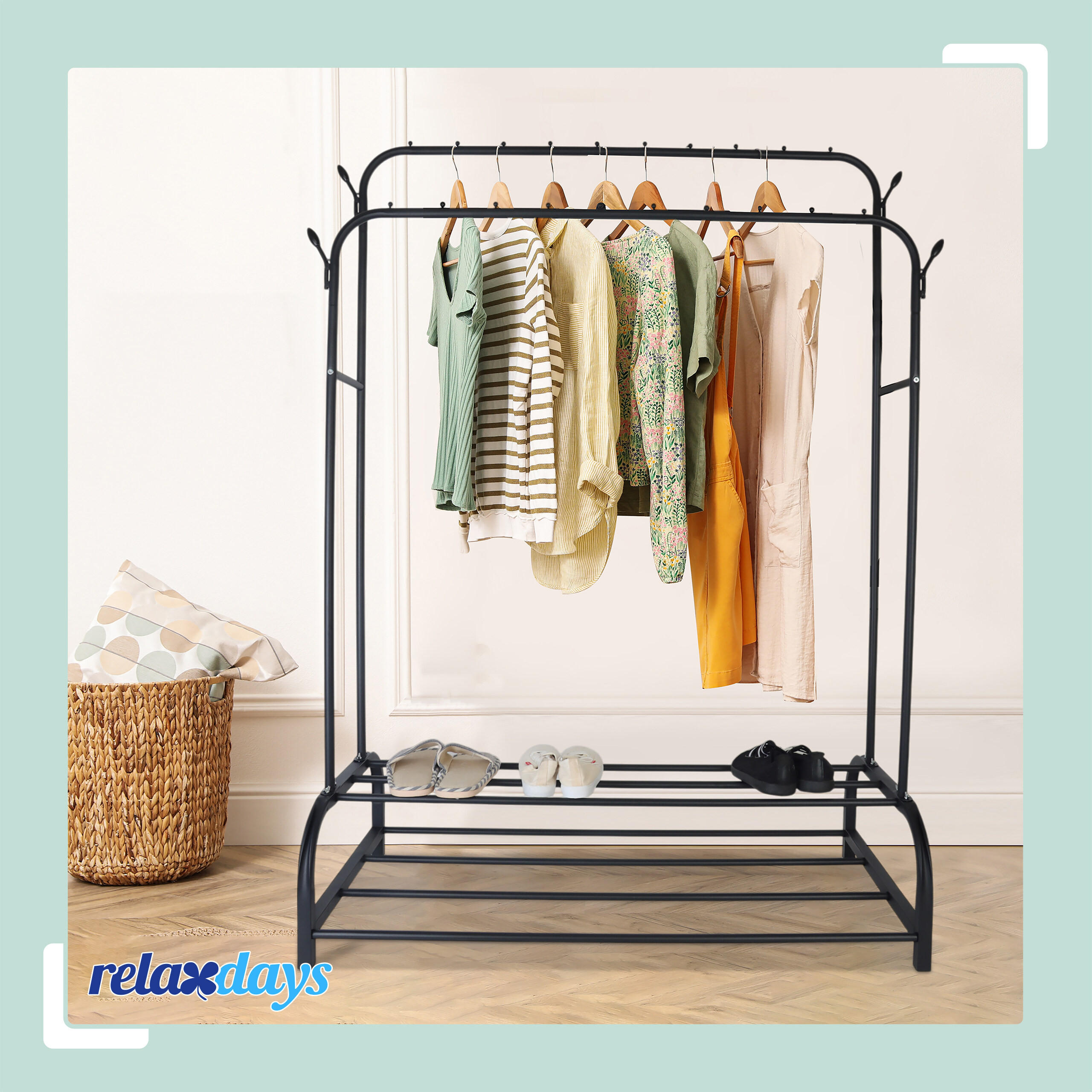 KLEIDERSTÄNDER - Schwarz, Kunststoff/Metall (110/155/55cm) - Relaxdays