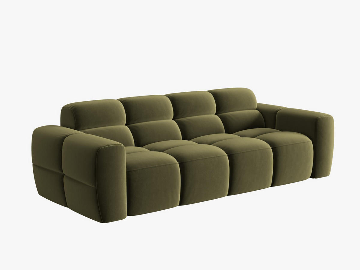 SOFA Lisa aus Samt hellgrün 4 Sitzplätze - Hellgrün, Textil (256/77/101cm) - Micadoni