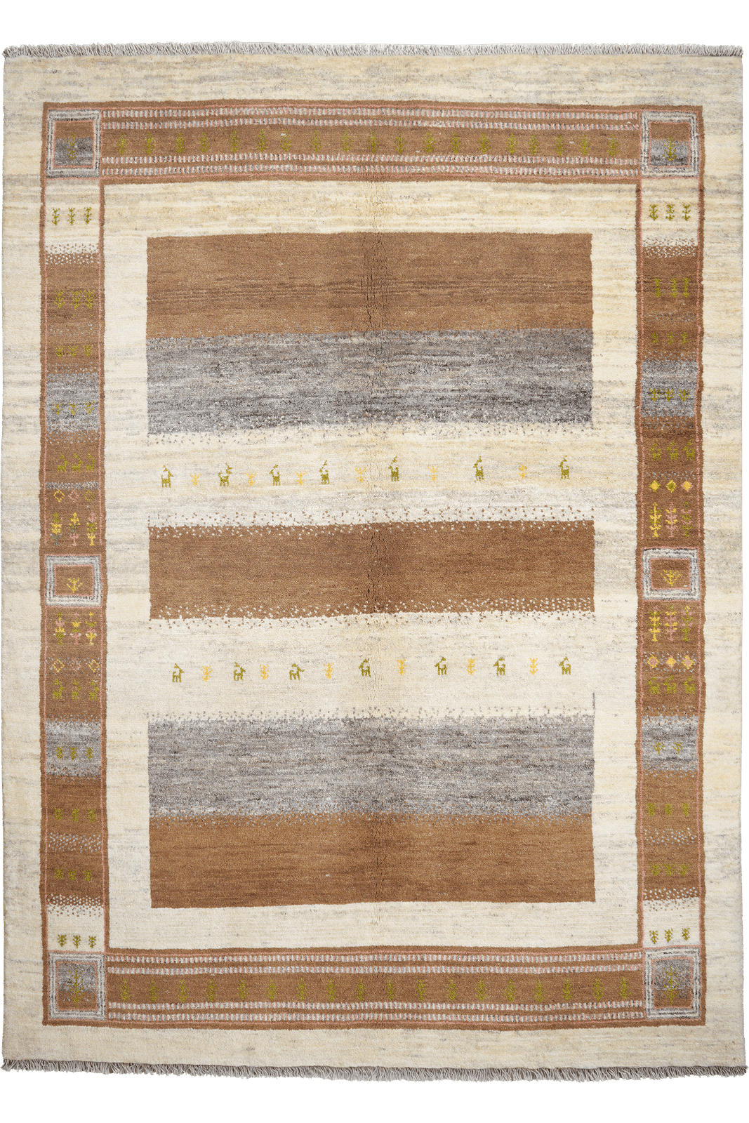 GABBEH-TEPPICH handgeknüpft Rizbaf Braun 240/174 cm Schurwolle - Braun, Textil (174/240cm) - Looma