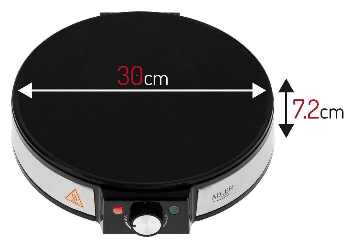 CREPES MAKER AD3058 Edelstahl 1600W XXL - Schwarz, Kunststoff (30/8/30cm) - Adler