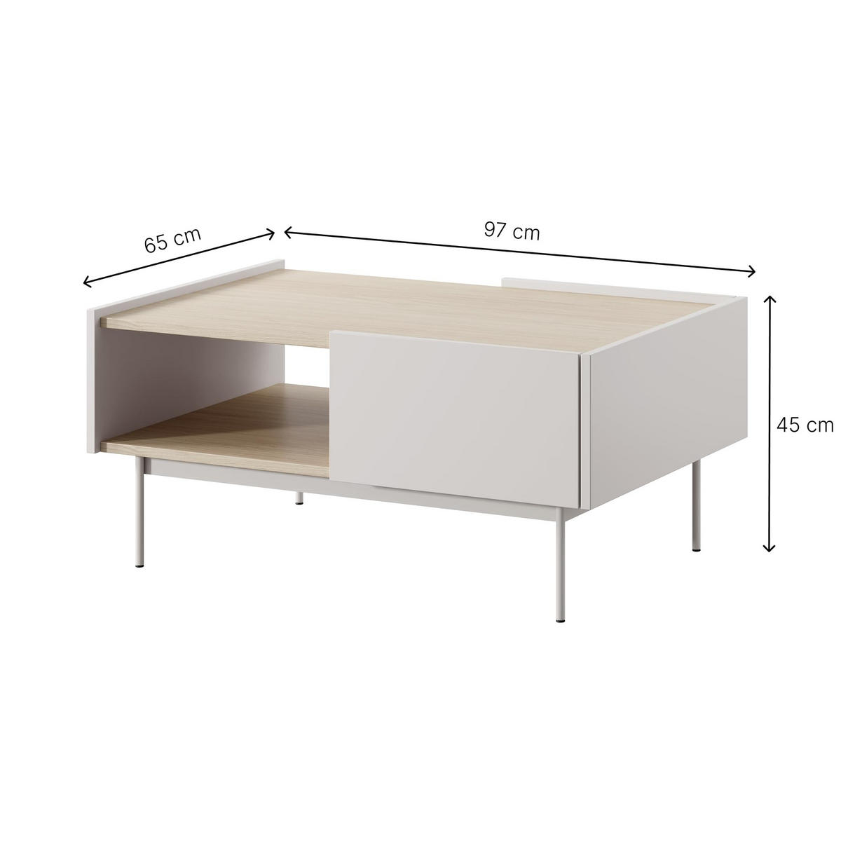 COUCHTISCH Croma 97x45x65 cm - Modern Wohnzimmertisch Gefertigt aus Robuster Laminierter Spanplatte - Kaschmir - Kaschmir, Holzwerkstoff (45/97/65cm) - Chilly