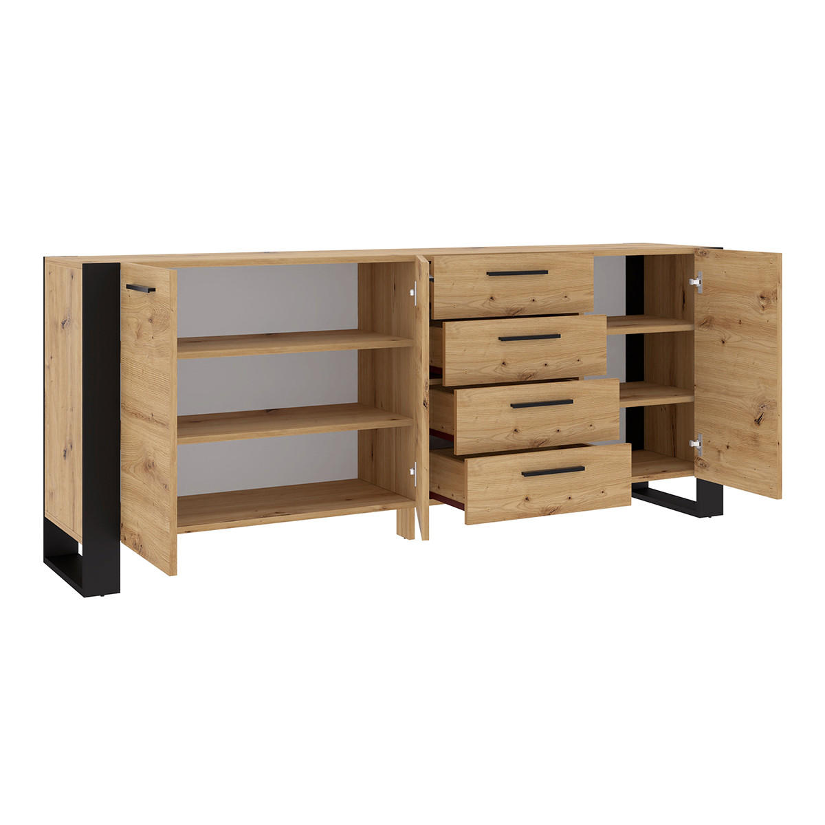 SIDEBOARD Nouka Holz und Schwarz - Schwarz, Holzwerkstoff (197/87/45cm) - Petits-meubles