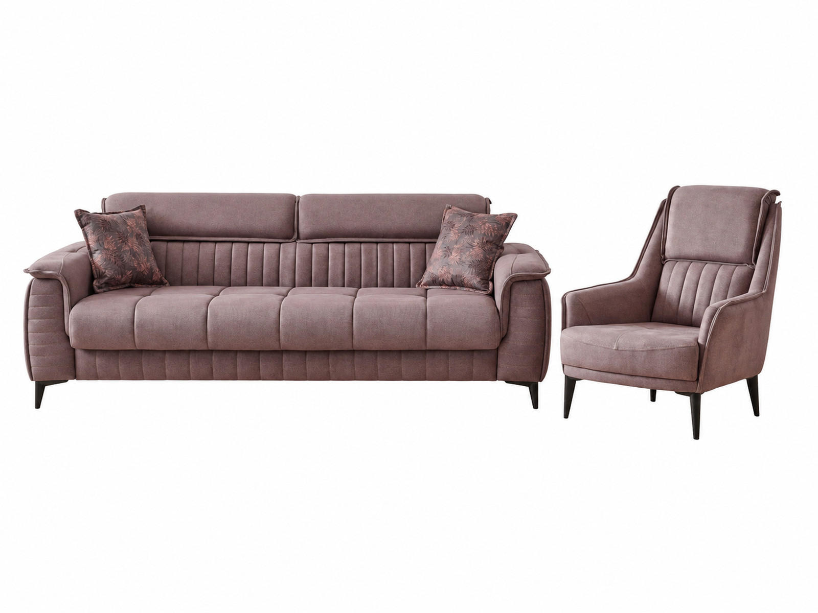 SITZGARNITUR Regina, Braun Stellvariante 3+1 - Braun, Holzwerkstoff/Kunststoff (243/85/95cm)