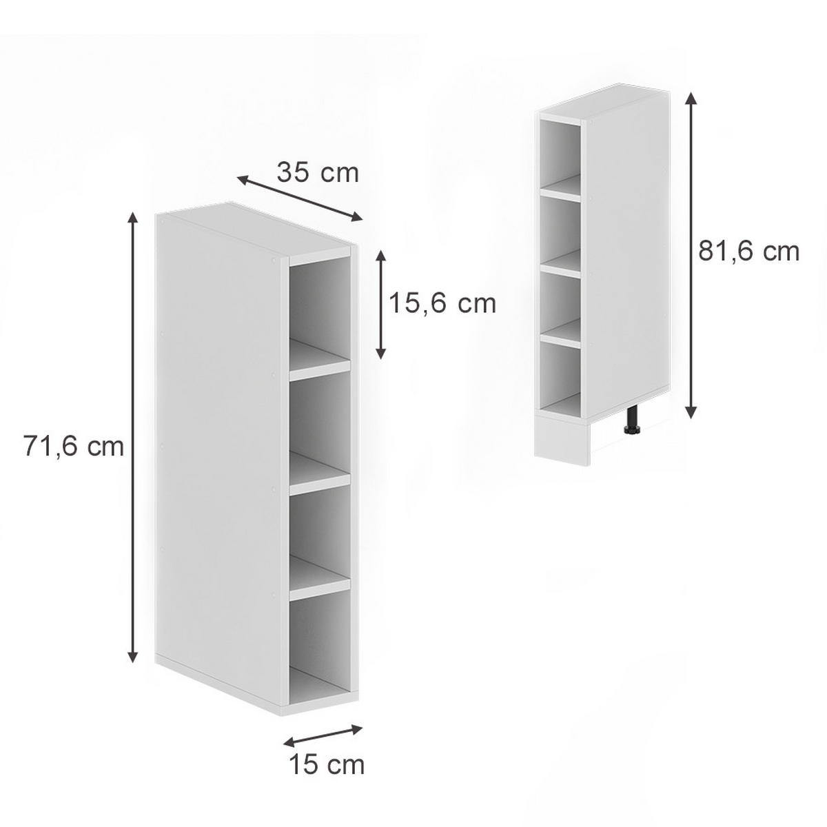 SKLADIŠČNA POLICA Rula, Bela, 15 x 81.6 cm - bela, leseni material (15/350/35cm) - Vicco