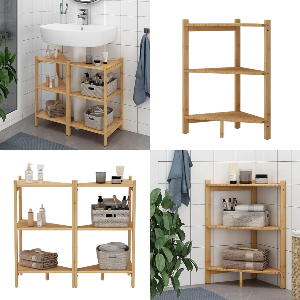 WASCHBECKENUNTERSCHRANK Zeno Bambus 68 x 60.5 cm 2er Set - Grün, Holzwerkstoff (68/60.5/33.5cm) - Vicco