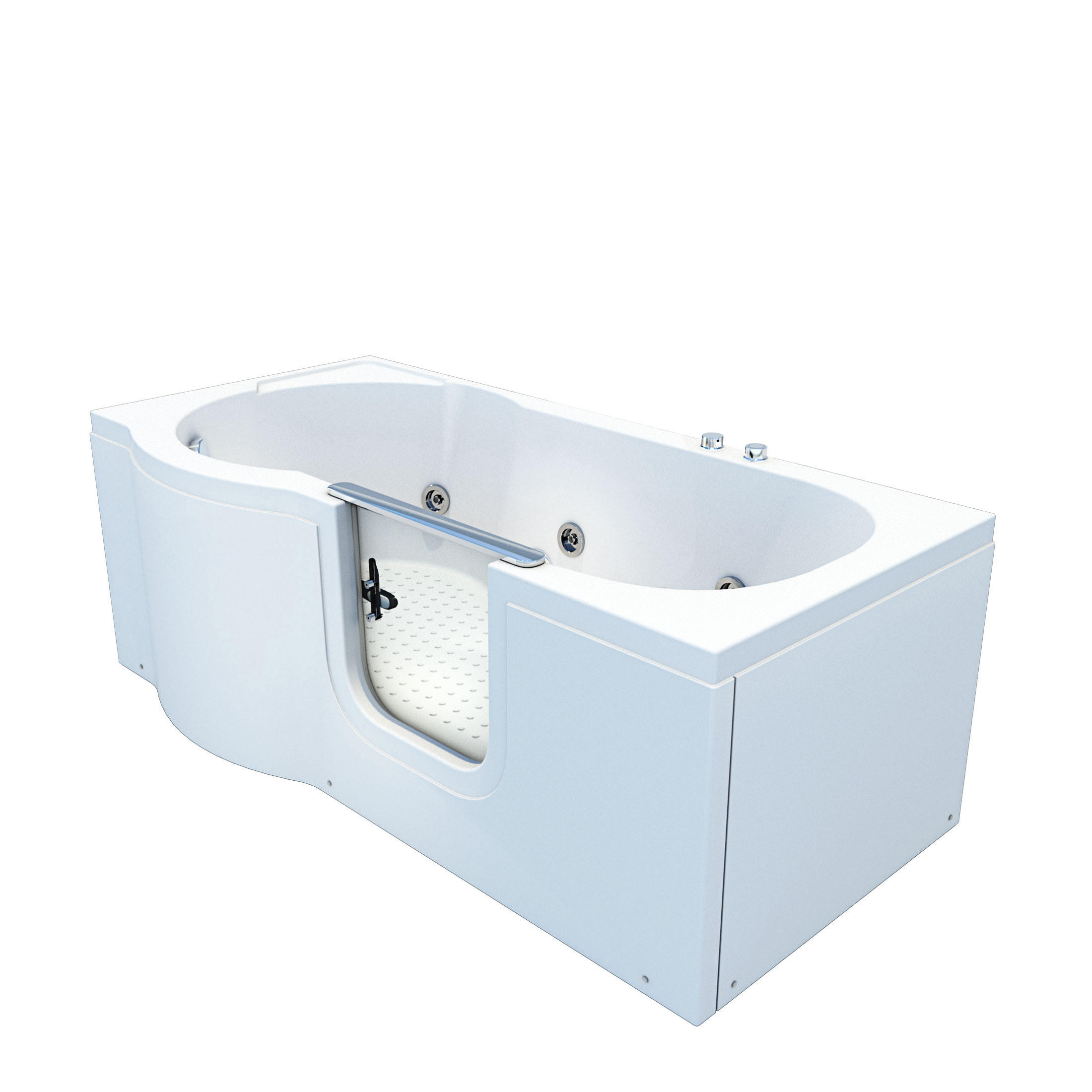 SITZWANNE Whirlpool Badewanne mit Tür S12-WP-R 85x170cm - Weiß, Glas/Kunststoff (170/60/85cm) - AcquaVapore by Sandra Jentho