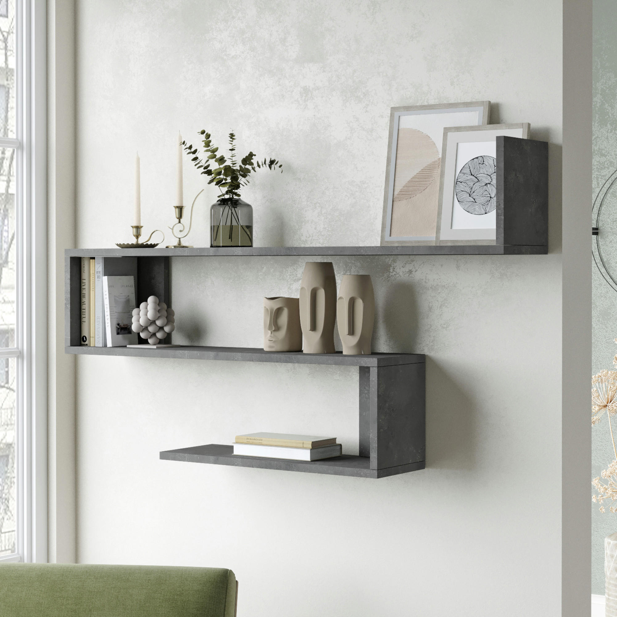 WANDREGAL Kitee - Grau, Holzwerkstoff (120/71.5/14.5cm) - [en.casa]