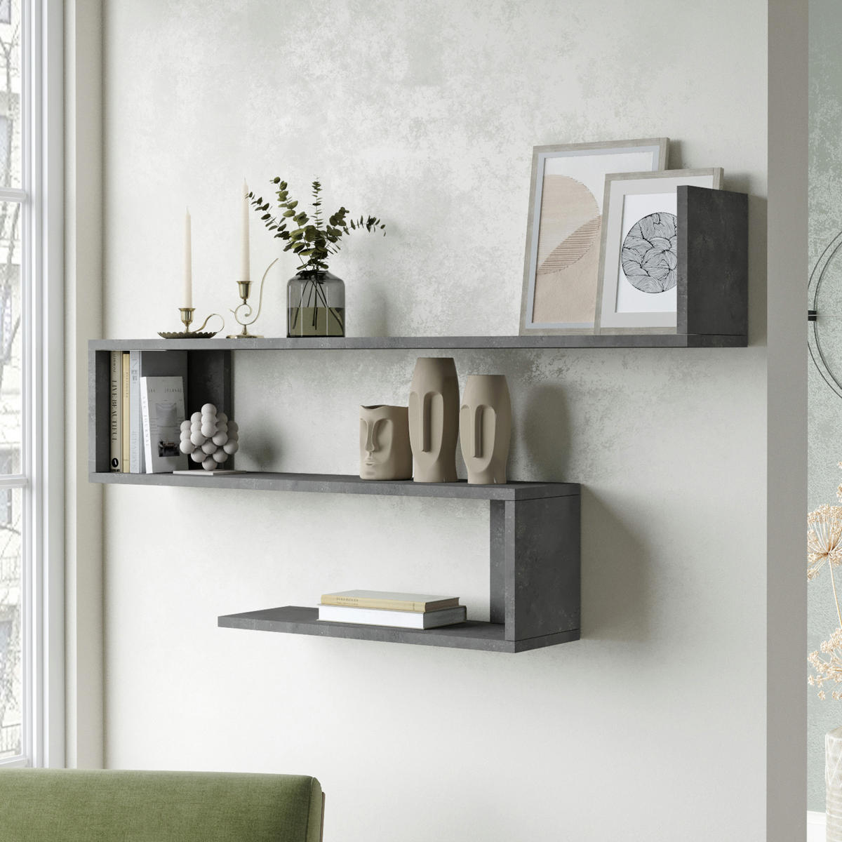 WANDREGAL Kitee - Grau, Holzwerkstoff (120/71.5/14.5cm) - [en.casa]