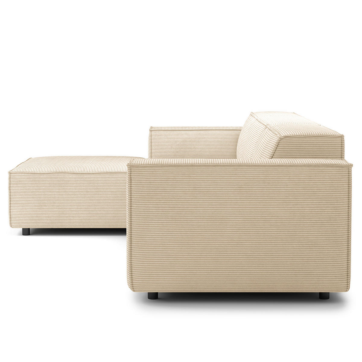 ECKSOFA mit Longchair - Beige/Schwarz, Kunststoff/Textil (294/177cm) - home24