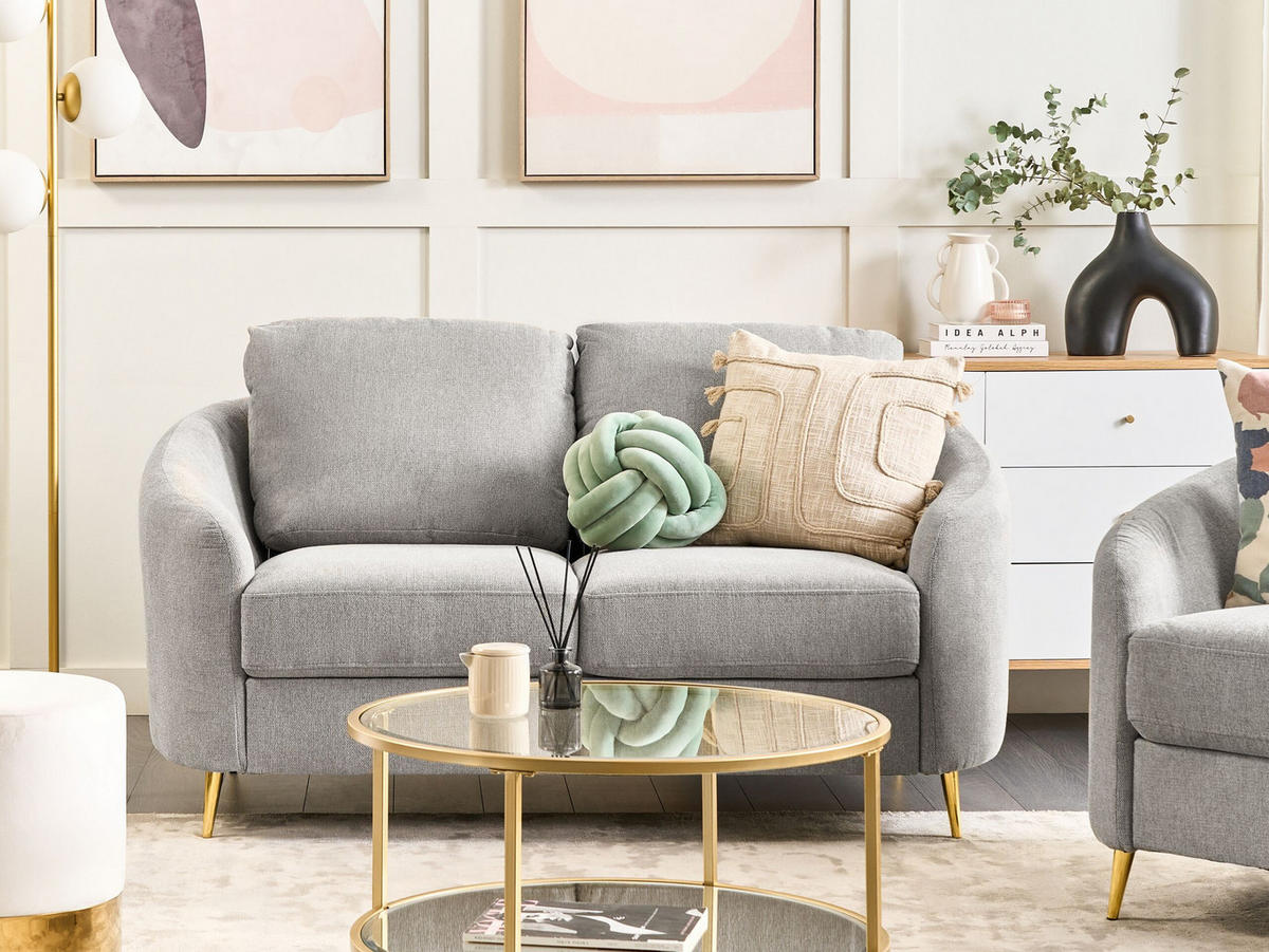 2-SITZER-SOFA Polsterbezug Hellgrau Trosa - Hellgrau, Textil (153/88/86cm) - Beliani