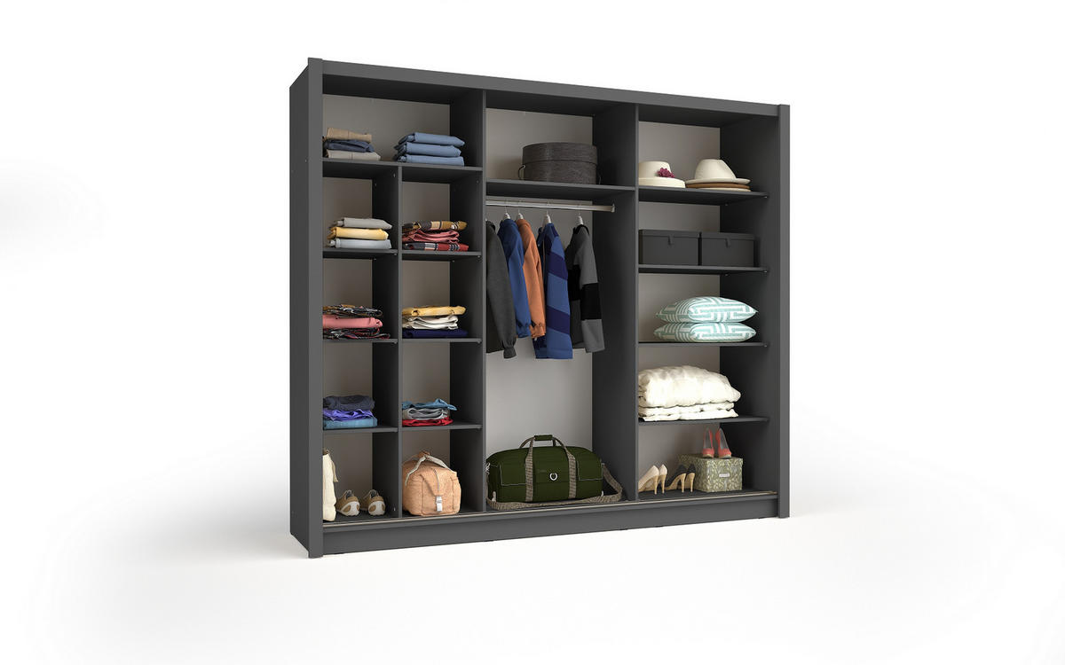 KLEIDERSCHRANK Graphit 248/22/62 - Graphitfarben, Holzwerkstoff (248/22/62cm) - RAUMHIRSCH FURNITURE