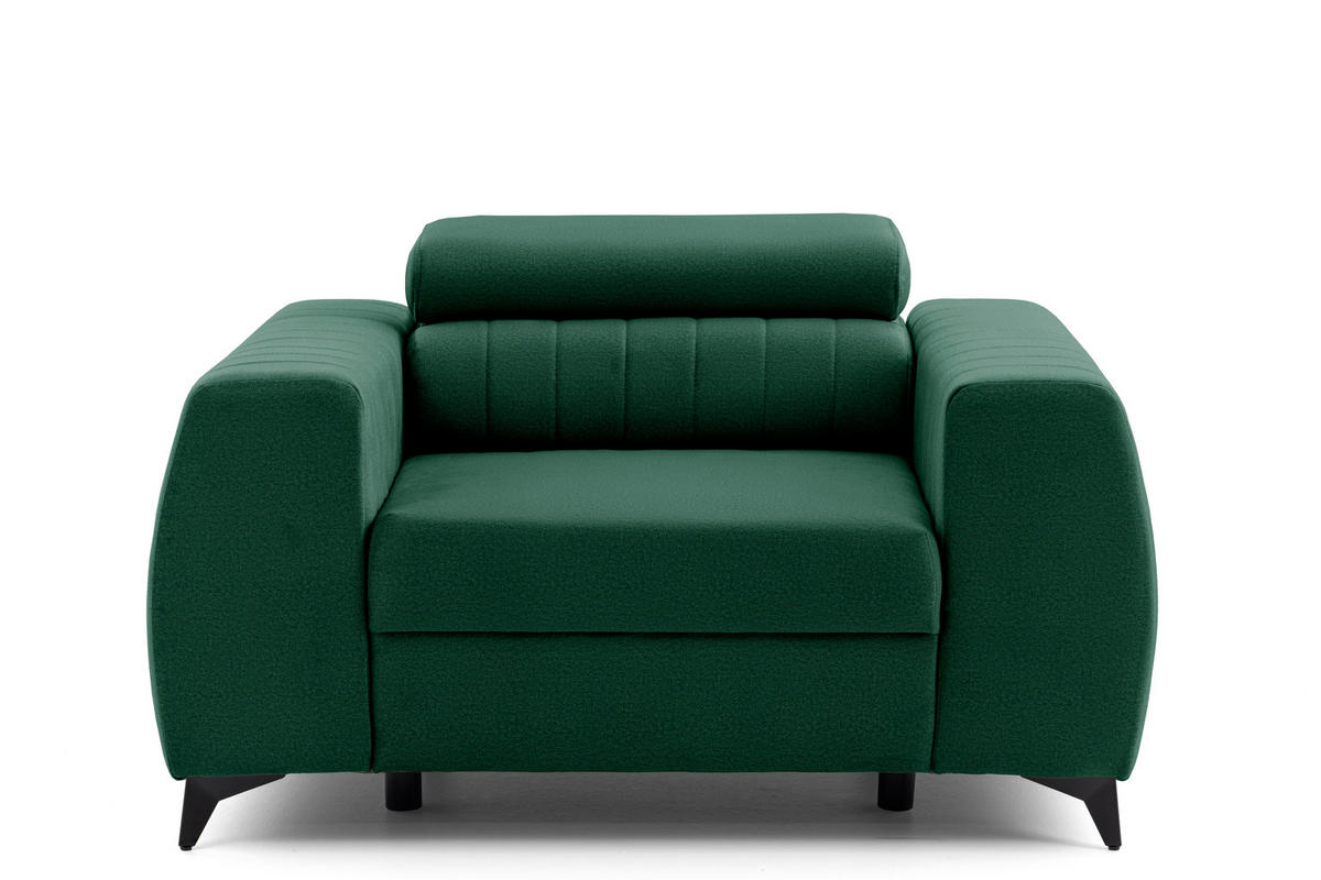 SESSEL PIERO mit verstellbare Kopfstütze Velours Dunkelgrün - Dunkelgrün/Schwarz, Holz/Textil (130/90/100cm) - Muffo
