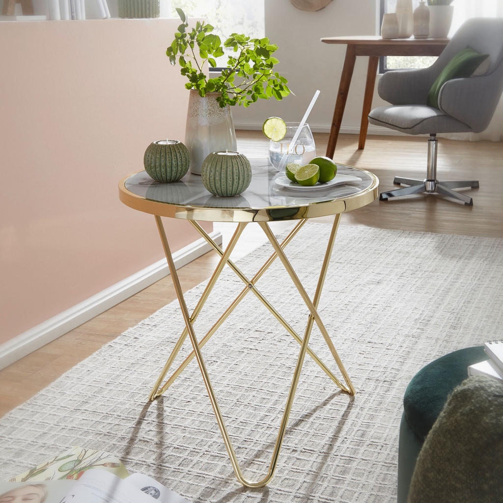 Thumbnail - Kadima Design Beistelltisch, Weiß, Holz, Rund,Rund, Stativgestell, 55x57x55 cm, Wohnzimmer, Wohnzimmertische, Beistellti...