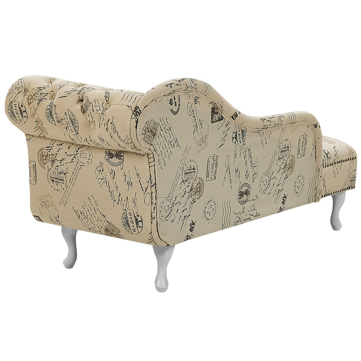 CHAISELONGUE Polsterbezug beige Druckstoff rechtsseitig Nimes - Beige/Weiß, Textil (170/79/61cm) - Beliani