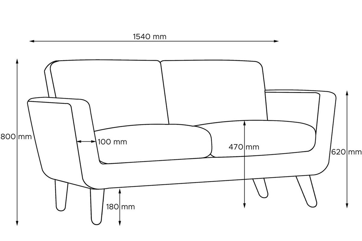 SOFA TAGIO mit Armlehnen, Schwarz - Schwarz/Braun, Buchenholz/Textil (153/80/84cm) - KONSIMO®