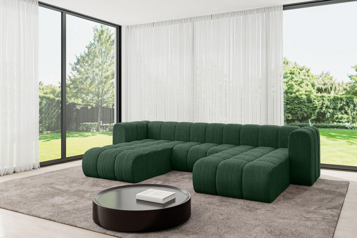 WOHNLANDSCHAFT modulares Sofa Joren-U1 - 319x177x70 cm Grün - Grün, Holzwerkstoff/Textil (319/70/177cm) - ALTDECOR