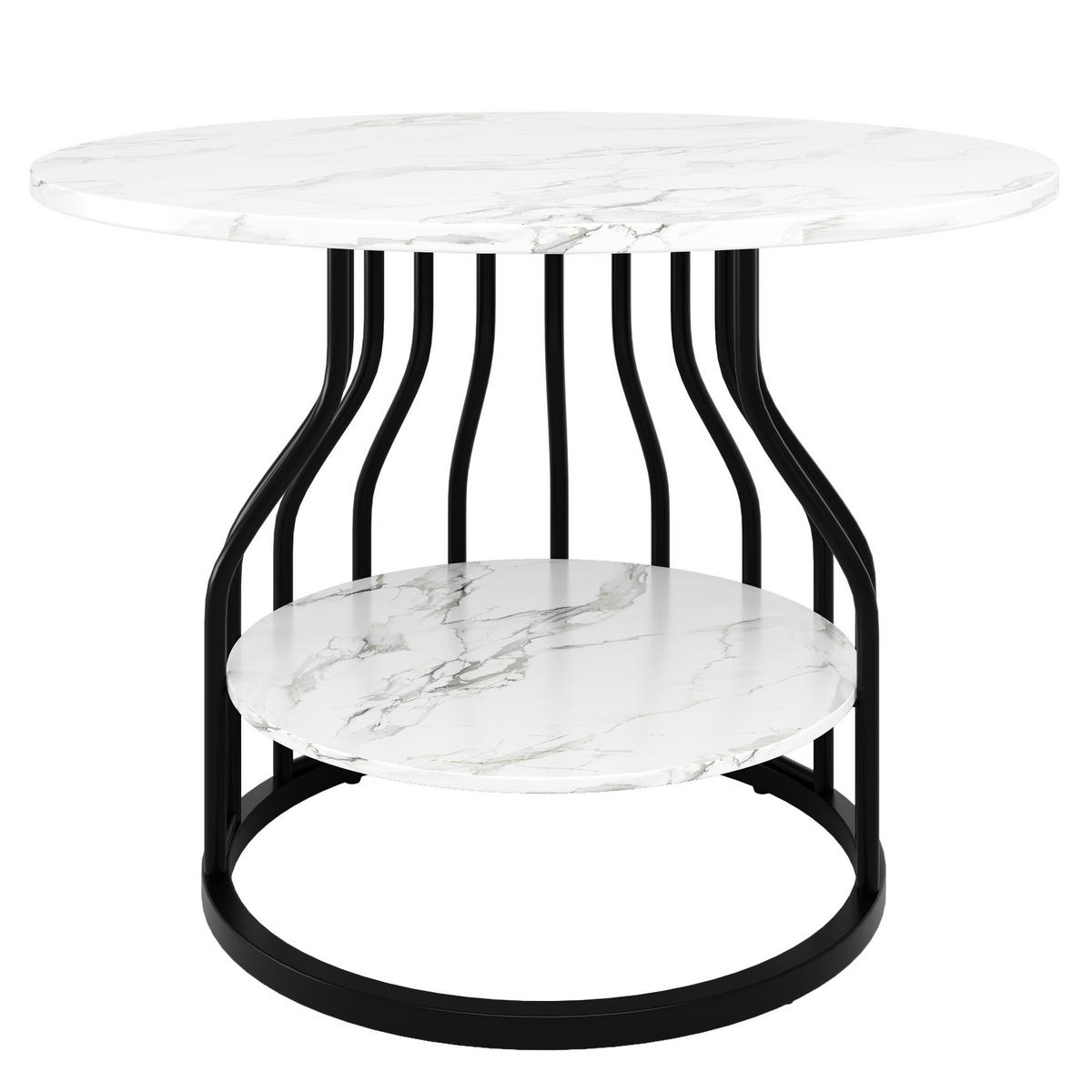 ESSTISCH aus MDF in Marmoroptik mit Ablagefläche, 80/80/76 cm, Schwarz - Schwarz, Holzwerkstoff (80/80/76cm) - Redom