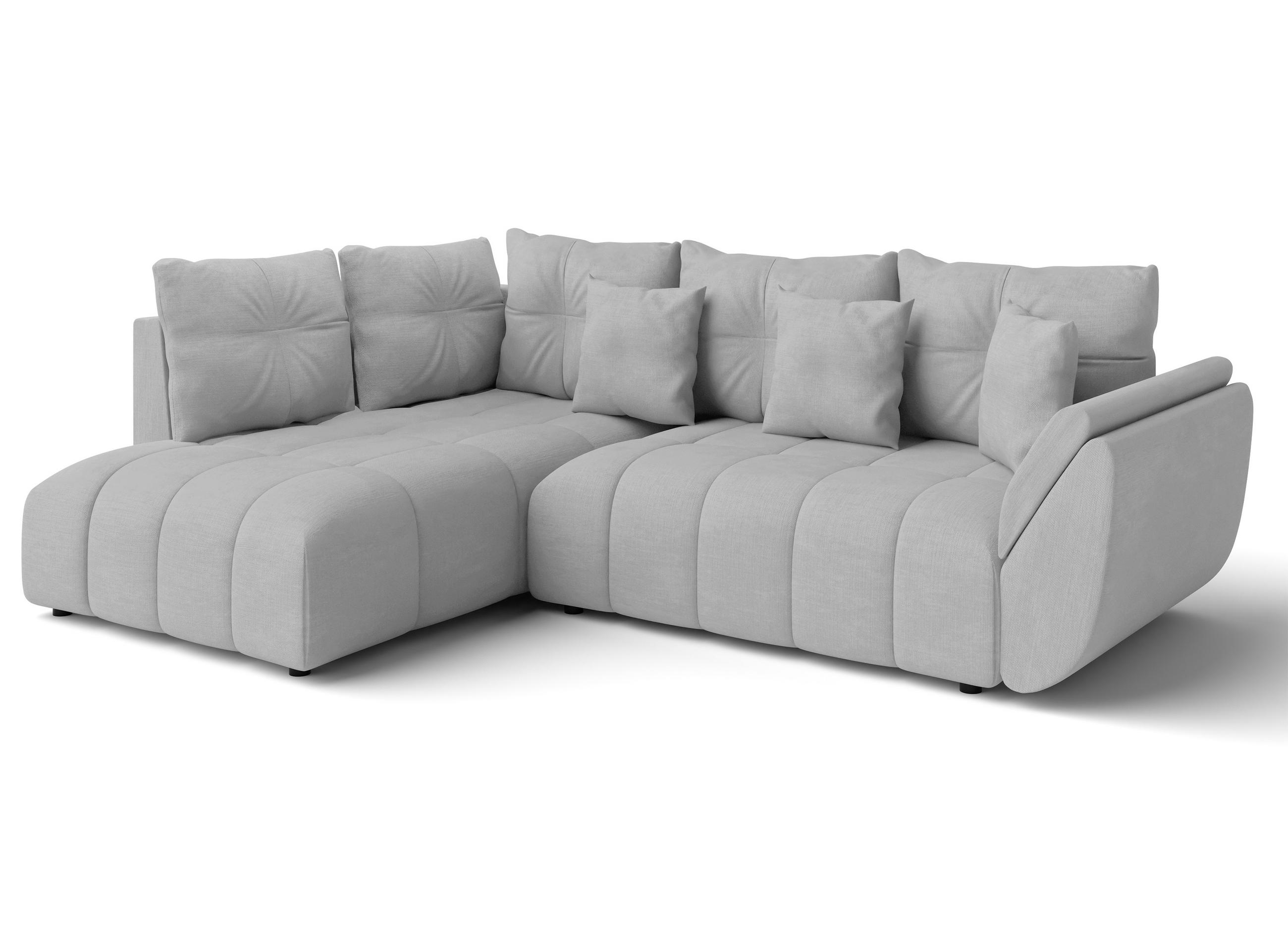 ECKSOFA L Form Corleone Hellgrau 266/190/91 cm mit Schlaffunktion - Hellgrau/Schwarz, Kunststoff/Textil (266/182cm) - AX Living