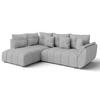 ECKSOFA L Form Corleone Hellgrau 266/190/91 cm mit Schlaffunktion - Hellgrau/Schwarz, Kunststoff/Textil (266/182cm) - AX Living
