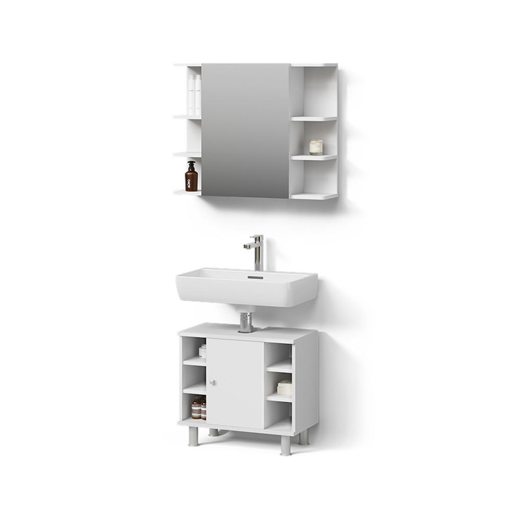 BADMÖBEL-SET Fucino Weiß 2 Teile - Weiß, Holzwerkstoff (60/54/32cm) - Livinity®