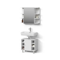 BADMÖBEL-SET Fucino Weiß 2 Teile - Weiß, Holzwerkstoff (60/54/32cm) - Livinity®