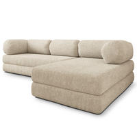 ROHOVÁ SEDAČKA KELI modulární Boneless pohovka s funkcí spaní, krémová QUELLE 02 - krémová, textil (270/160cm) - MASSENO