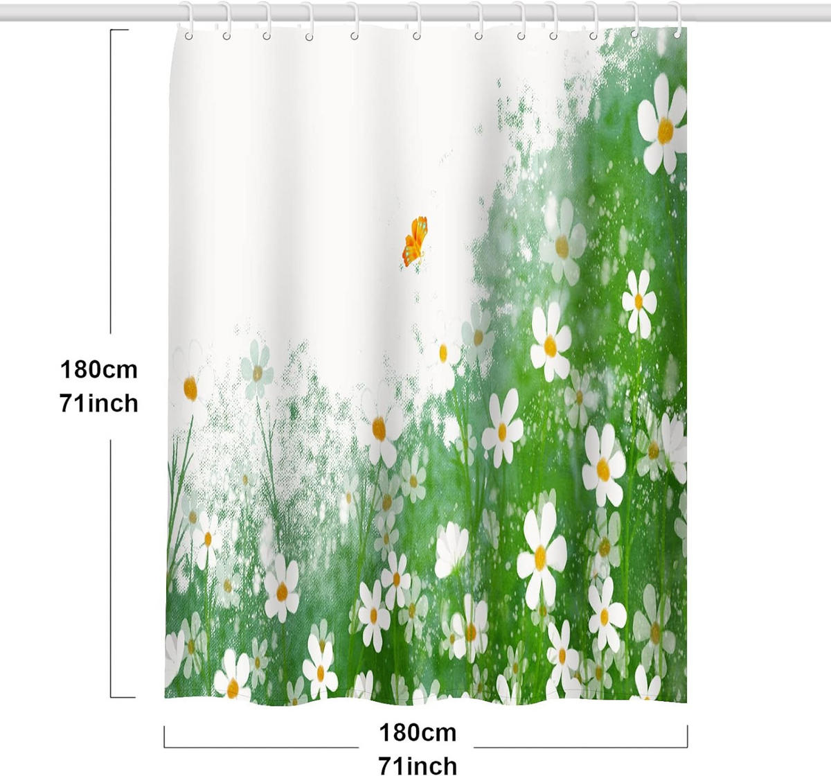DUSCHVORHANG 180 x 180 cm Polyester wasserdicht schimmelresistent mit Haken - Multicolor, Textil (180/180cm) - MCBOSON