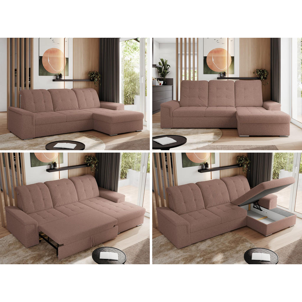 Thumbnail - Xxxl Ecksofa, Rosa, Textil, 4-Sitzer, L-Form,L-Form, 256x160 cm, Oeko-Tex®, Wohnzimmer, Sofas & Couches, Wohnlandschafte...