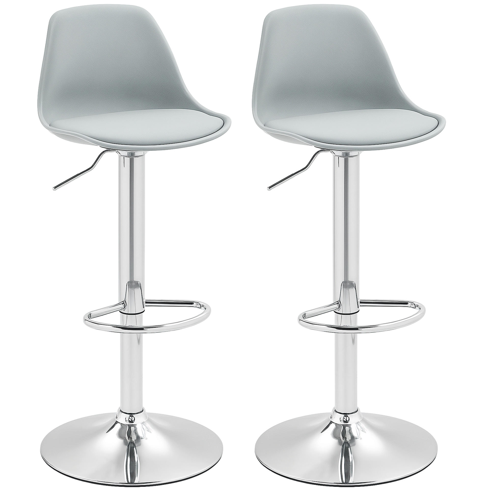 BARHOCKER 2er Set, Grau - Grau, Leder (38/104/42cm) - HOMCOM