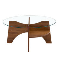 COUCHTISCH Ø 80/36 cm Transparent Nussbaum MDF mit Sicherheitsglas - Walnussfarben, Holzwerkstoff (80/80/36cm) - OKWISH