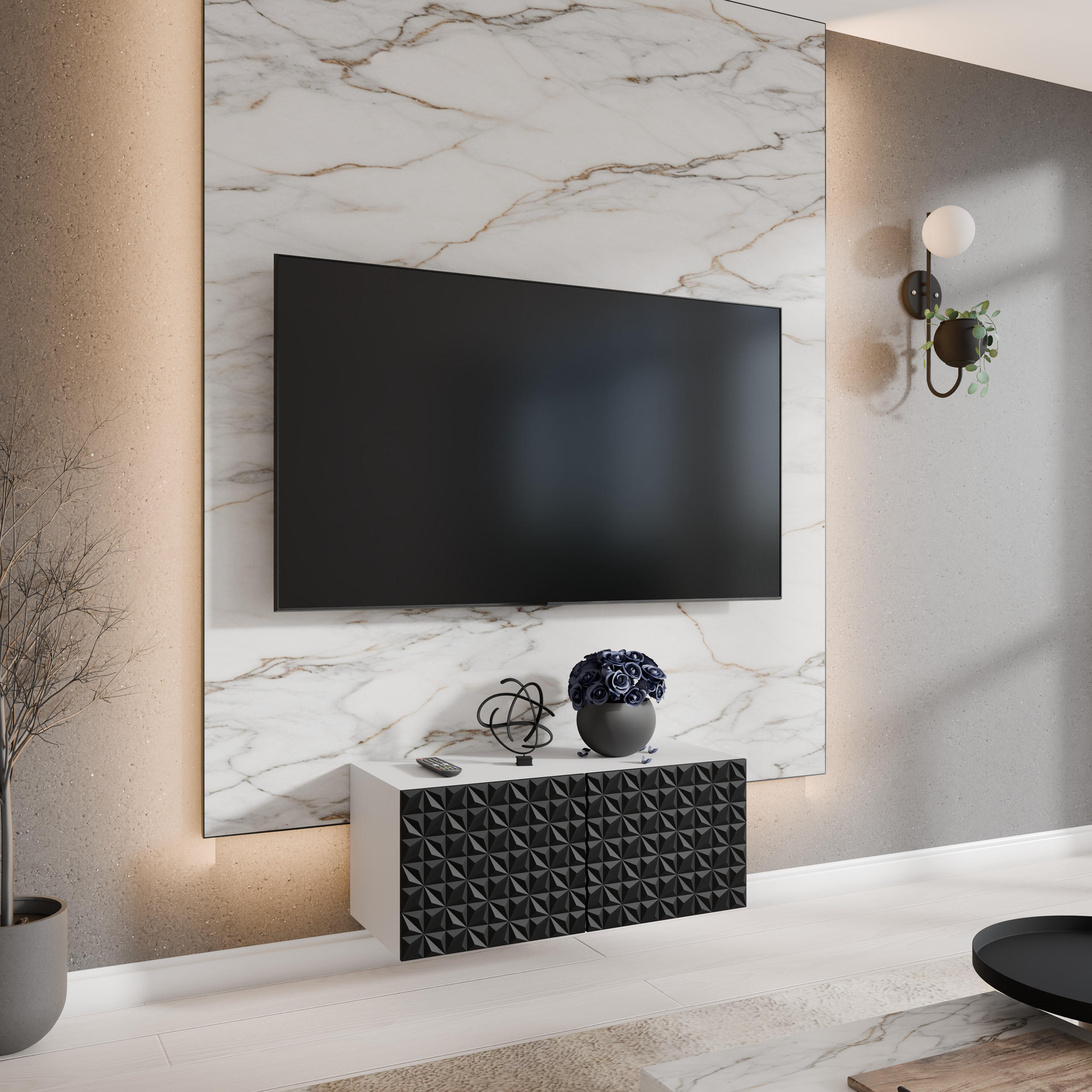 TV-SCHRANK CALI - Schwarz/Weiß, Holzwerkstoff (100/41/40cm) - Meblini